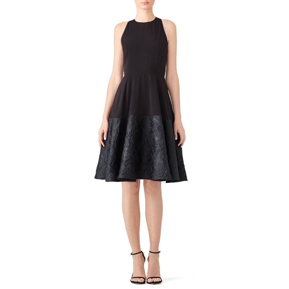 Black Shimmer Jacquard Skirt Fit and Flare Dress✨